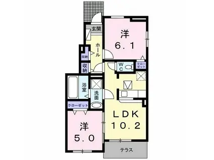 ラフォルテ II(2LDK/1階)の間取り写真