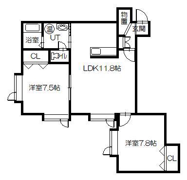 ヴィラクリスタル(2LDK/1階)の間取り写真