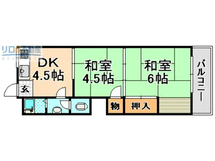 佐々木コーポ(2DK/3階)の間取り写真