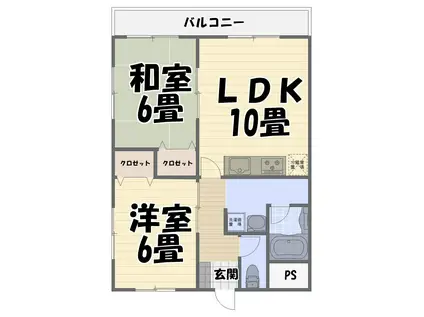 ベイサイドマンション(2LDK/4階)の間取り写真