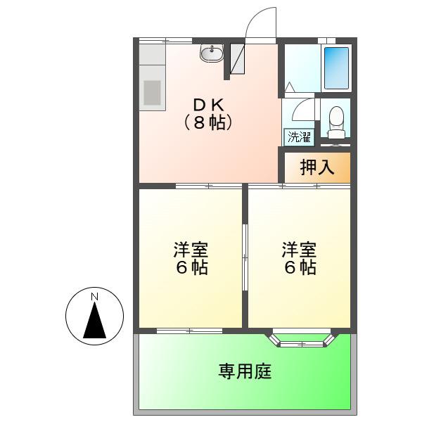 サンハイツ東塚(2DK/2階)の間取り写真