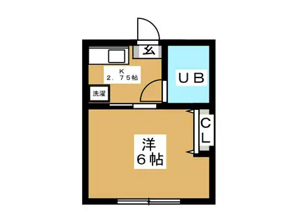 沼袋テラス(1K/2階)の間取り写真