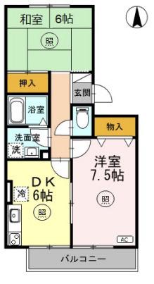ダイヤモンドヘッド(2DK/3階)の間取り写真
