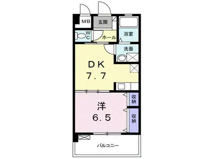 ロンディネA(1DK/3階)の間取り写真