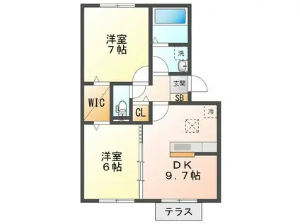 プレミールボヌール G棟(2LDK/1階)の間取り写真