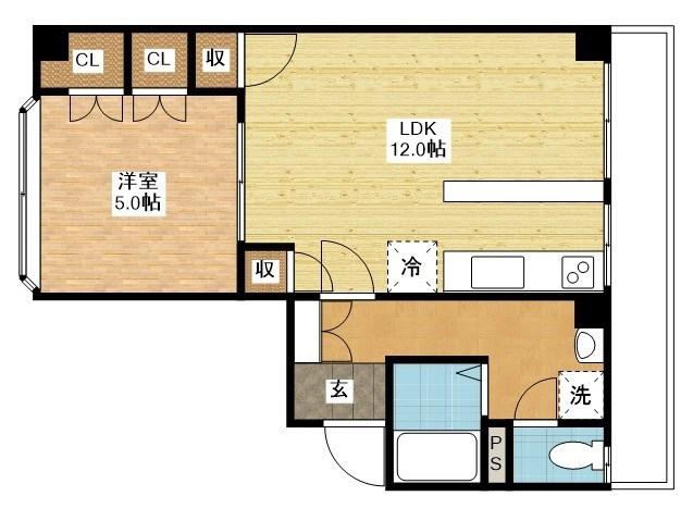 山口ビル(1LDK/5階)の間取り写真