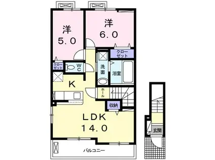 サンリットII(2LDK/2階)の間取り写真