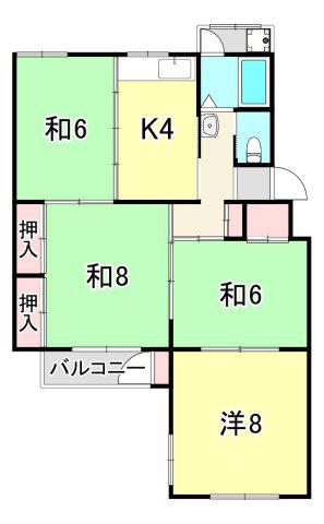 鶴甲コーポ23号棟(4K/4階)の間取り写真
