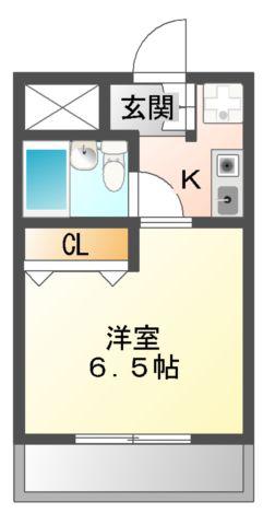 日の出プラザⅠ号館(1K/4階)の間取り写真