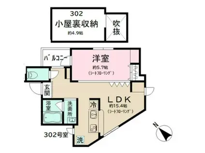 グランニール梅ヶ丘(1LDK/3階)の間取り写真