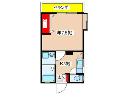 浅間ハイツ(1K/1階)の間取り写真