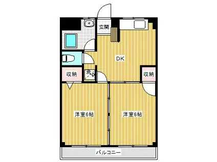 佐田ビル(2DK/6階)の間取り写真