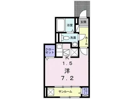 ブエナ・スエルテII(1K/1階)の間取り写真