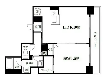 WOB新町(1LDK/10階)の間取り写真