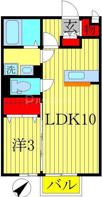 メルベーユパル II(1LDK/2階)の間取り写真