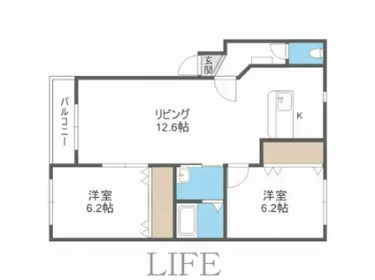 グランディオスII(2LDK/2階)の間取り写真