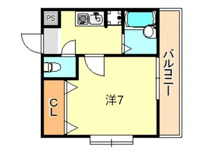 ベルゲンハイツ明石(1K/3階)の間取り写真