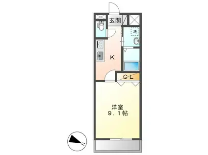 ショコラ(1K/1階)の間取り写真