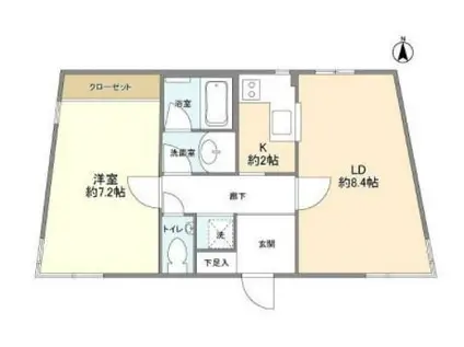 ナスマンション(1LDK/2階)の間取り写真