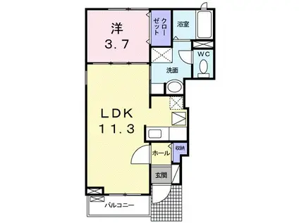 メビウス鏡IV番館(1LDK/1階)の間取り写真