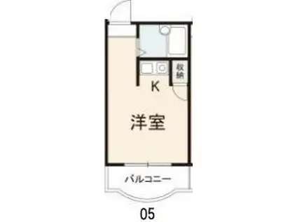 JR高徳線 昭和町駅(香川) 徒歩4分 5階建 築38年(1K/2階)の間取り写真