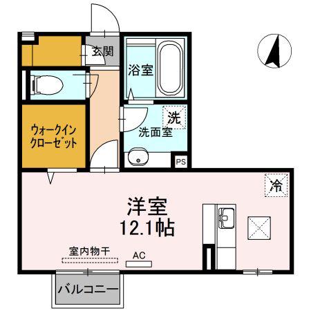 D-ROOM平成大学(ワンルーム/1階)の間取り写真