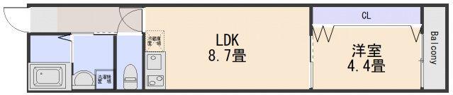 クレスト山本I(1LDK/3階)の間取り写真
