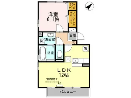 自由ヶ丘レジデンス(1LDK/1階)の間取り写真