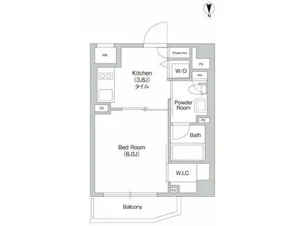 プライムアーバン三軒茶屋(1DK/2階)の間取り写真