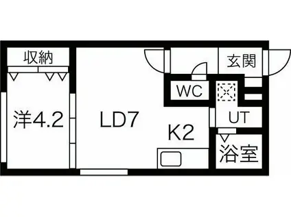 グラシアス山鼻(1LDK/4階)の間取り写真