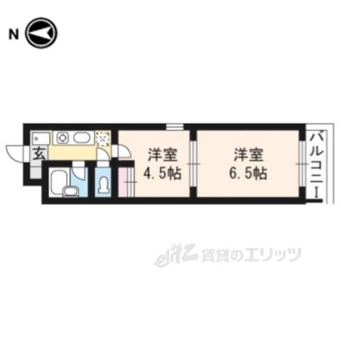 アールグランツ京都洛南(2K/1階)の間取り写真