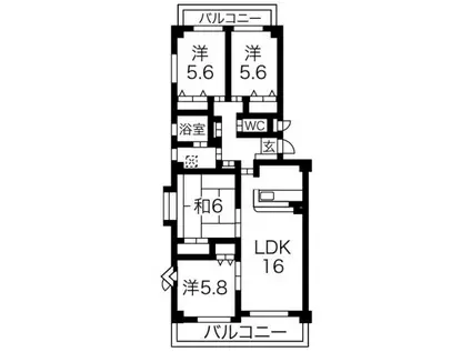 グリーンタウン宮地B(4LDK/2階)の間取り写真