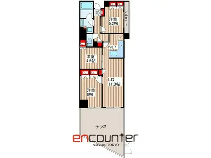 グランドメゾン桜新町(3LDK/1階)の間取り写真