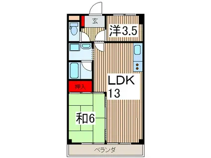 入間駅前第2ビル(2LDK/7階)の間取り写真