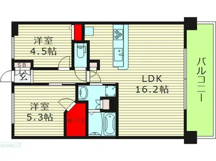 プレサンスロジェ森ノ宮(2LDK/10階)の間取り写真