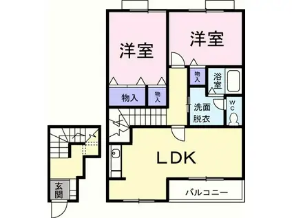 リヴァーウエストA(2LDK/2階)の間取り写真
