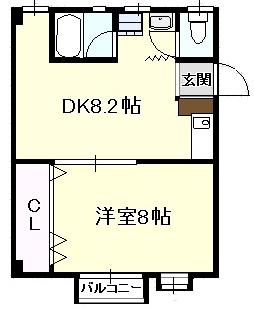 ジョーヌ駈上(1LDK/2階)の間取り写真