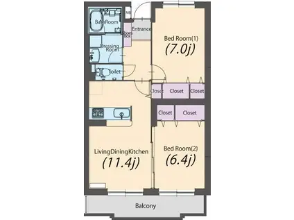 サンセール湘南(2LDK/1階)の間取り写真