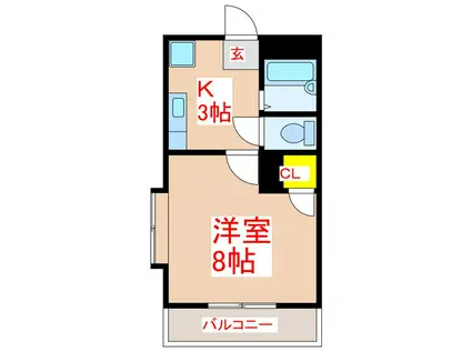 ロイヤルメゾン城西(1K/1階)の間取り写真