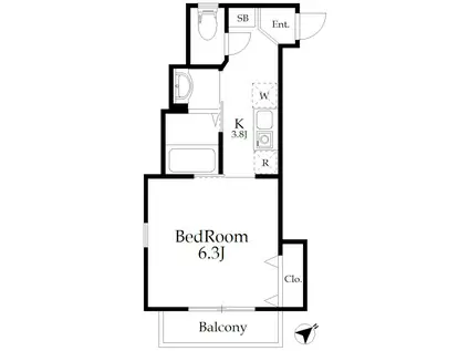 ヴィラベルデ落合(1K/1階)の間取り写真
