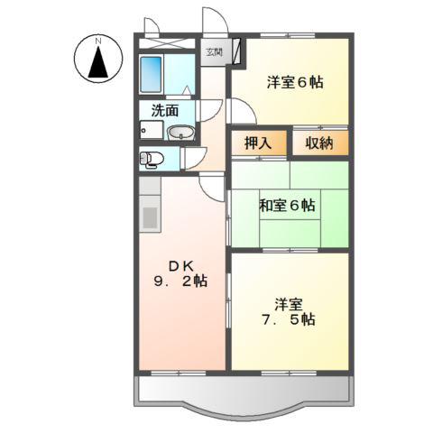 グランディア木太(3DK/1階)の間取り写真