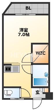 ハピネス文教(ワンルーム/4階)の間取り写真