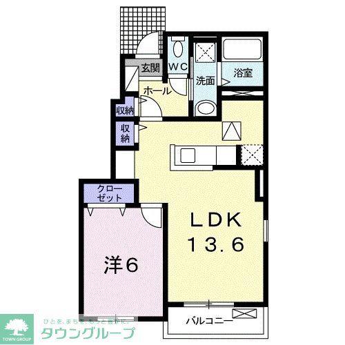 ノースヴィレッジIV C(1LDK/1階)の間取り写真