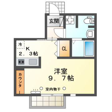 リベルタE(ワンルーム/1階)の間取り写真