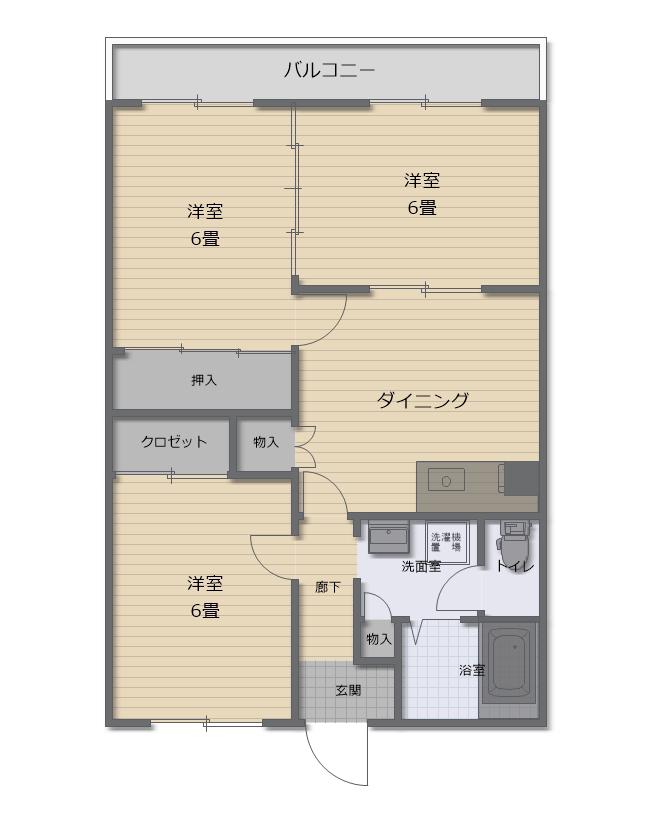 アリュール緑ヶ丘(3DK/2階)の間取り写真
