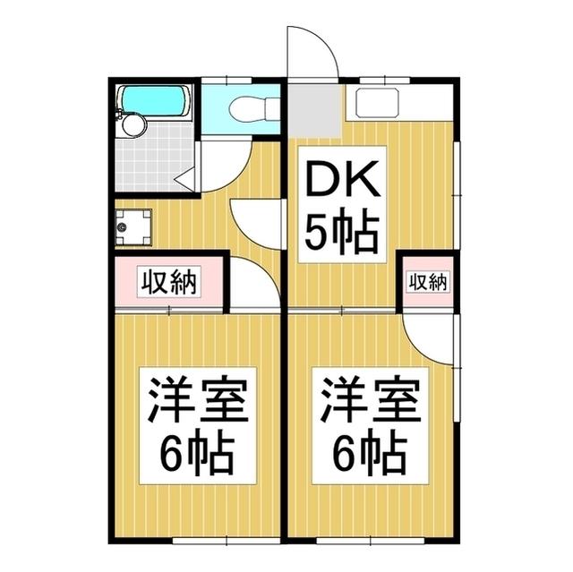 メゾン・ド・ヴェールβ(2DK/1階)の間取り写真