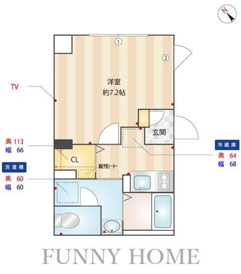 REGNO・VENTO(1K/3階)の間取り写真