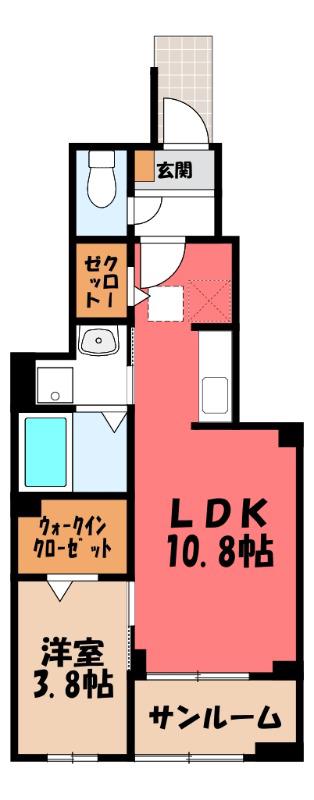 ミルト ブリッサ 大原(1LDK/1階)の間取り写真