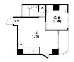 AKKレジデンス新宿(1LDK/4階)の間取り写真