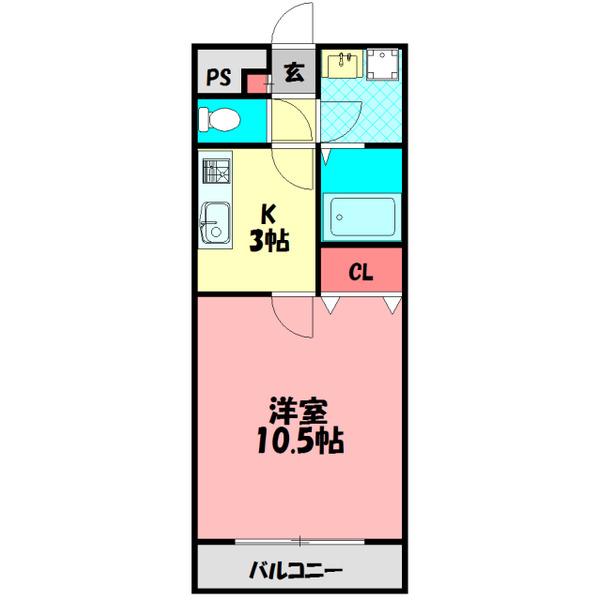 アンプルール クラージュ三喜I(1K/1階)の間取り写真